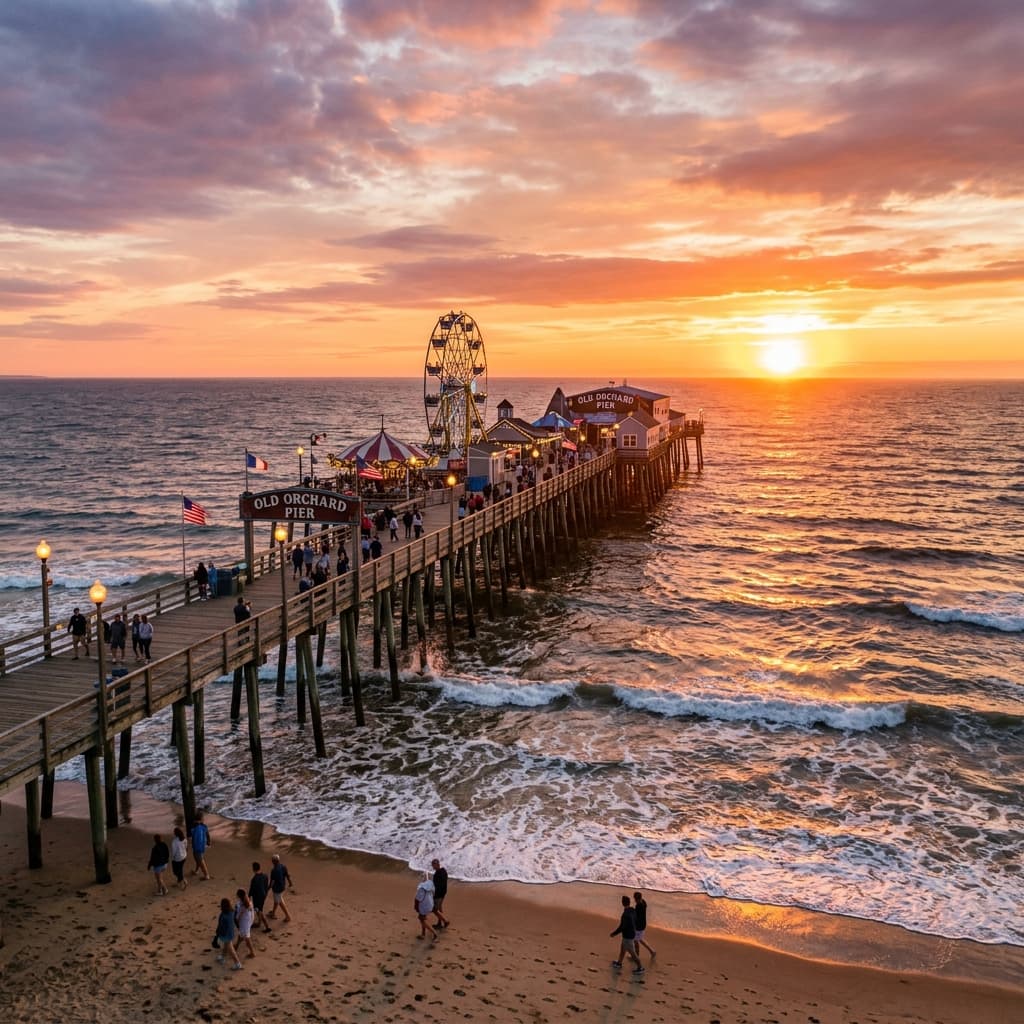 Old Orchard Beach Pier and shoreline
